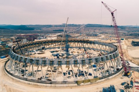 На Курской АЭС-2 начали бетонирование оболочки самой высокой градирни в России