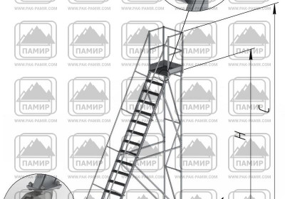 Лестницы-стремянки передвижные алюминиевые с площадками СПА-1,0 и выше