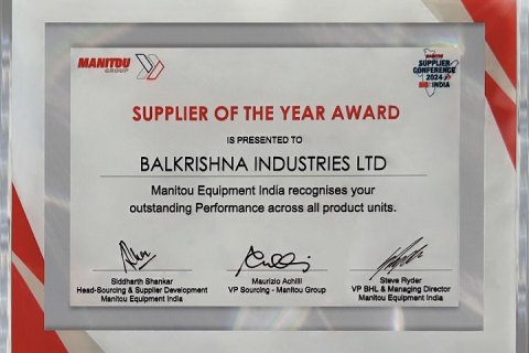 BKT получила новую премию и стала Поставщиком года по версии Manitou Equipment India