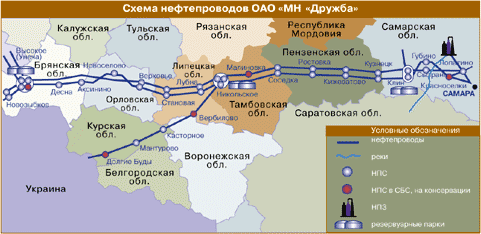 Карта прохождения газопровода дружба