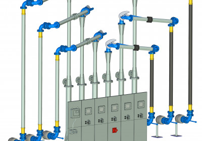 Модуль нижнего налива пять видов нефтепродукта и консоль отвода нижних паров